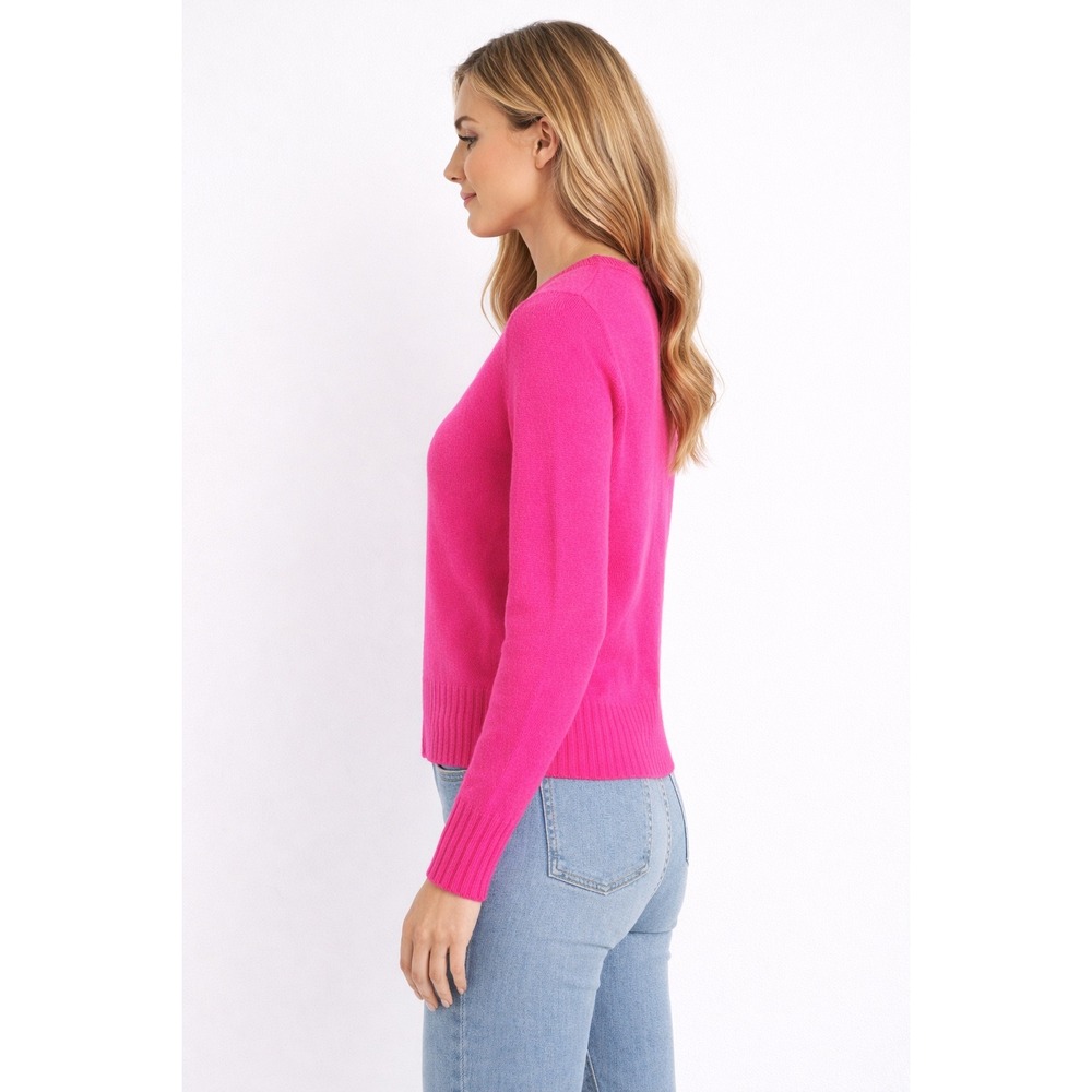 Ainsley 100% Cashmere Crew Neck Sweater‎ Women M Bright Pink Soft Cozy Luxury - Picture 16 of 16